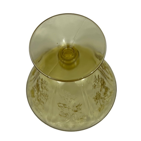 𝅺1930'S Federal Glass Company Cabbage Rose Yellow Candy Dish - Picture 6 of 9